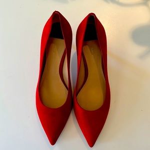Stuart Weitzman red kitten heels